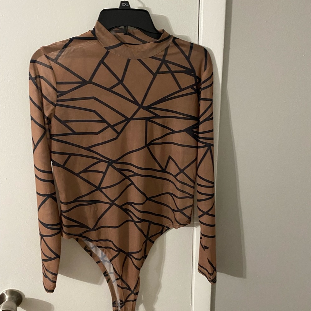 Abstract Print Mesh Bodysuit - Picture 2 of 2